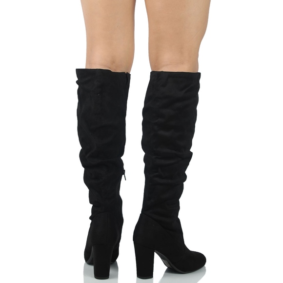 Size 10 Black faux suede slouchy Knee High Boot - Picture 5 of 8